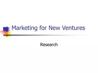 Marketing for New Ventures