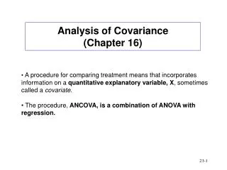 Analysis of Covariance (Chapter 16)