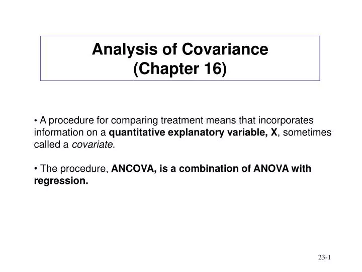 analysis of covariance chapter 16