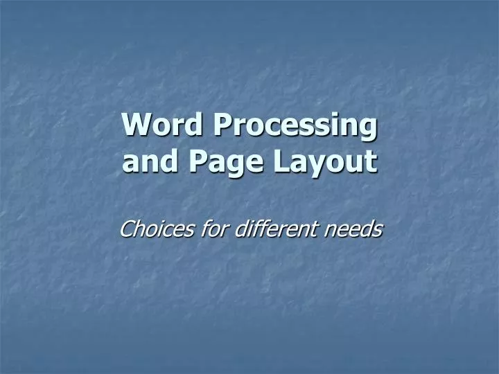 word processing and page layout