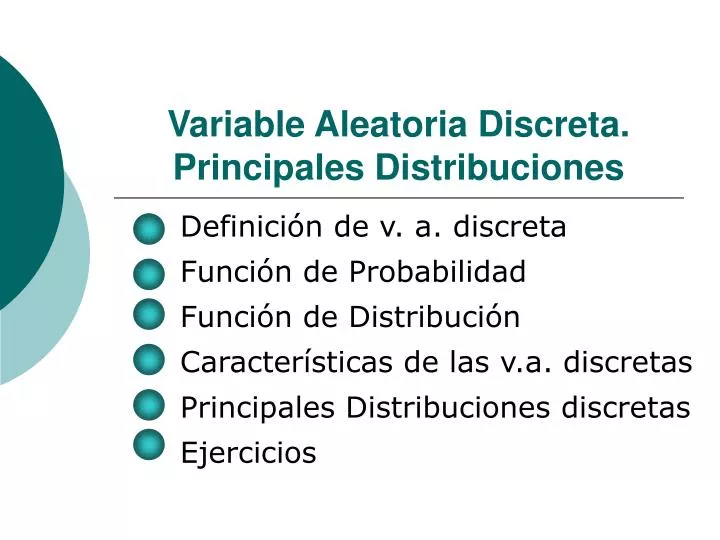 variable aleatoria discreta principales distribuciones
