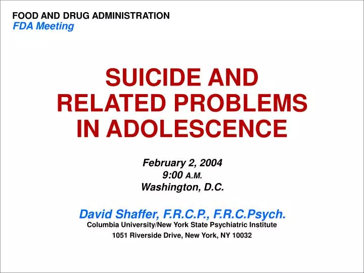 suicide and related problems in adolescence