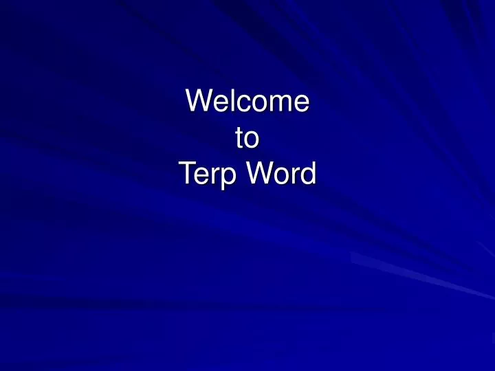 welcome to terp word