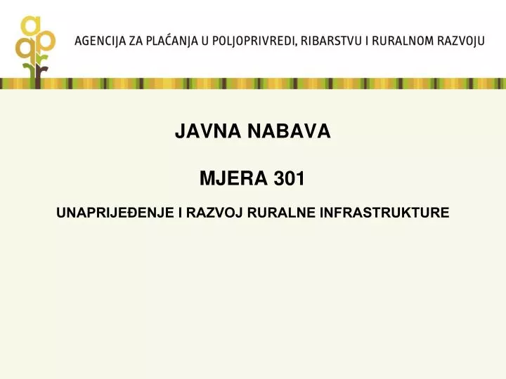 javna nabava mjera 301 unaprije enje i razvoj ruralne infrastrukture