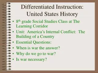 Differentiated Instruction: United States History