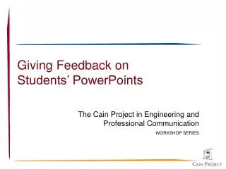 Giving Feedback on Students’ PowerPoints