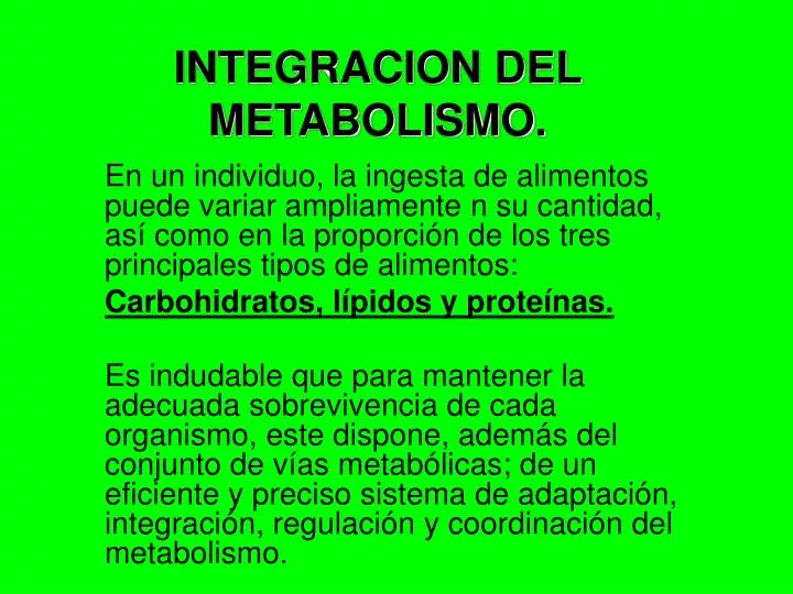 integracion del metabolismo