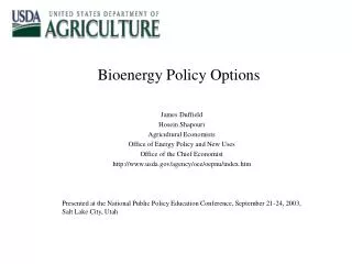Bioenergy Policy Options