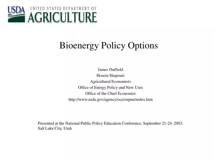 bioenergy policy options