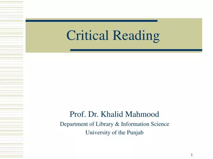 critical reading