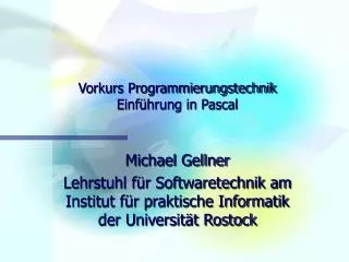 vorkurs programmierungstechnik einf hrung in pascal