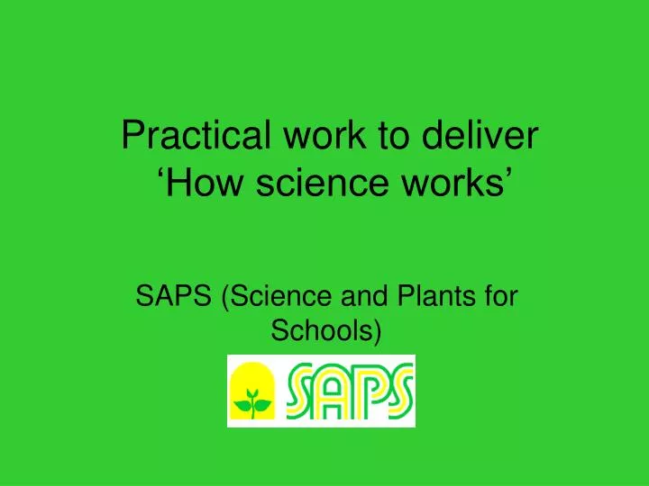 practical work to deliver how science works