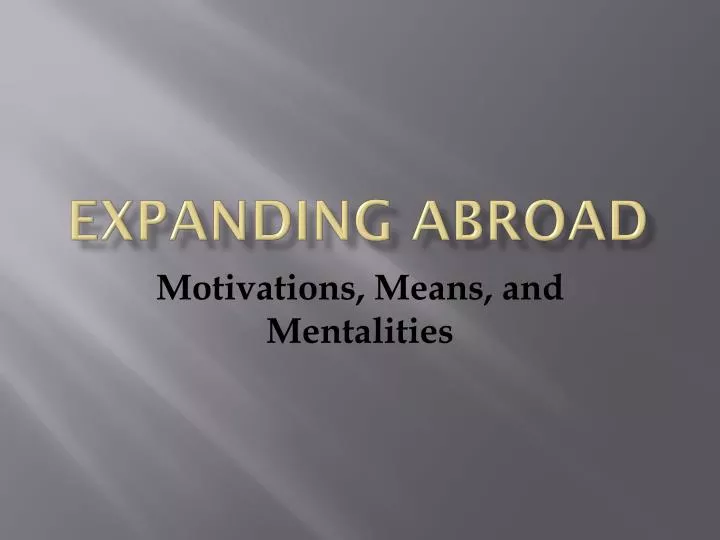 expanding abroad