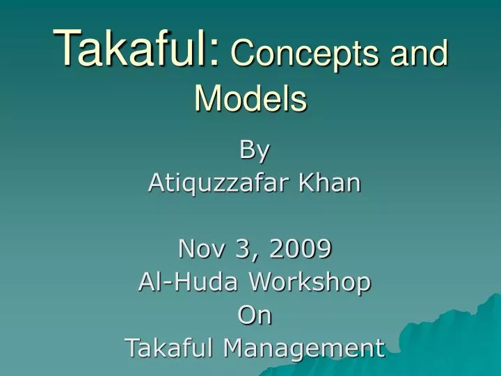 takaful concepts and models
