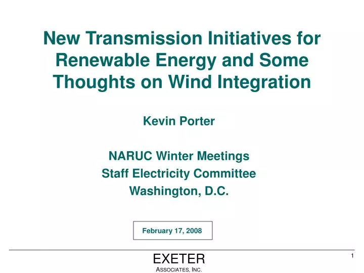new transmission initiatives for renewable energy and some thoughts on wind integration