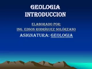 Geologia Introduccion