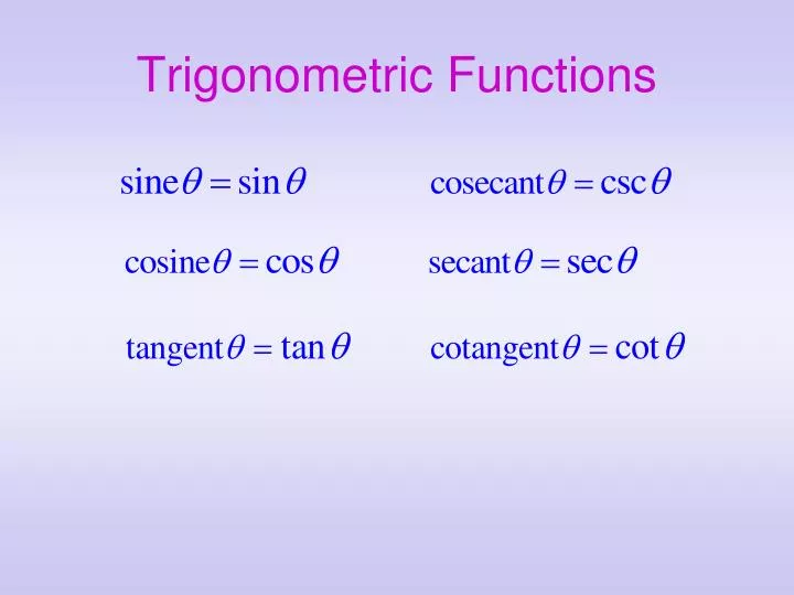 trigonometric functions