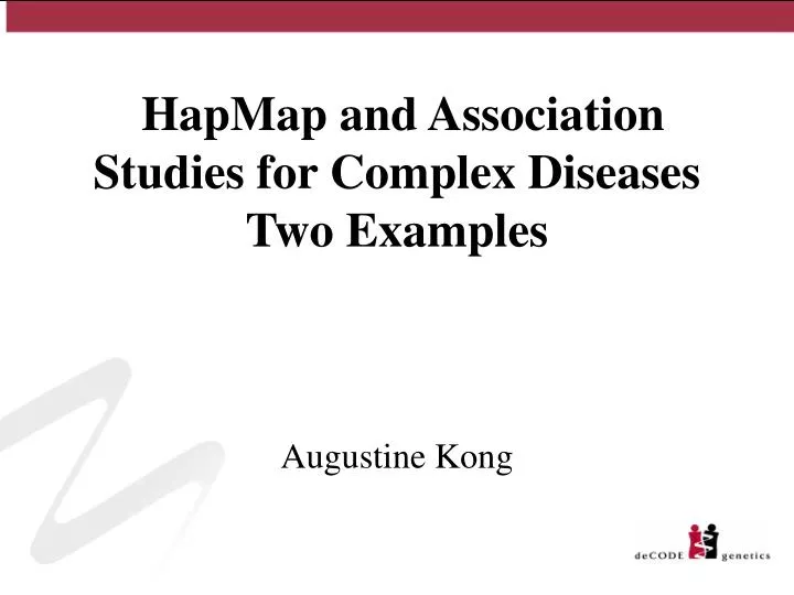 hapmap and association studies for complex diseases two examples