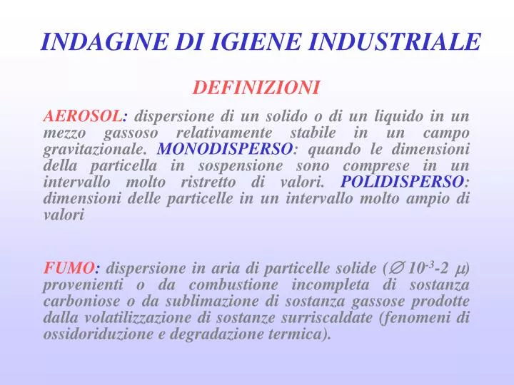 indagine di igiene industriale