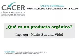 qu es un producto org nico ing agr mar a susana vidal