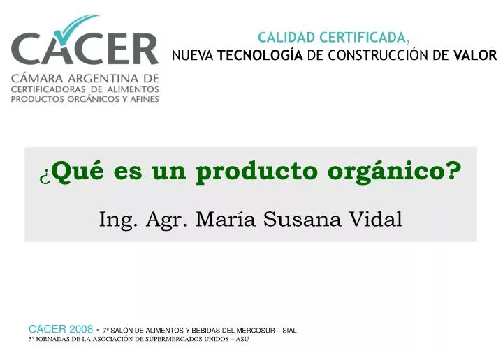 qu es un producto org nico ing agr mar a susana vidal