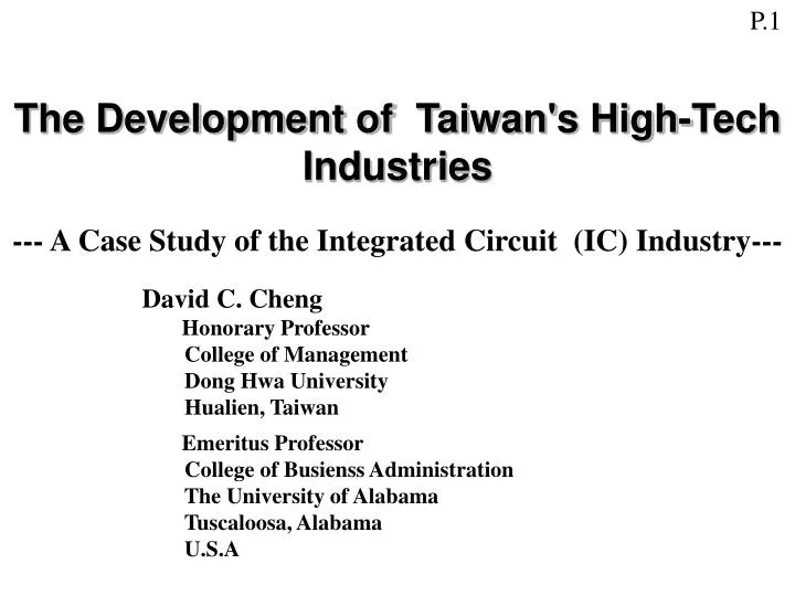 the development of taiwan s high tech industries