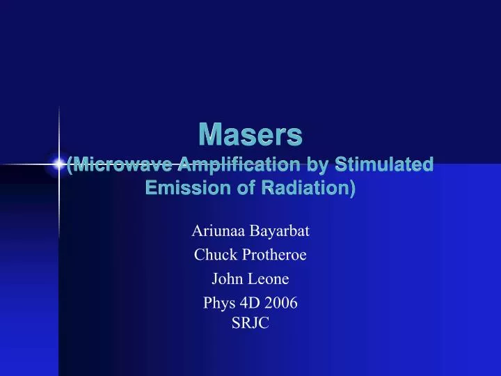 masers microwave amplification by stimulated emission of radiation