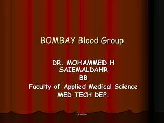 BOMBAY Blood Group