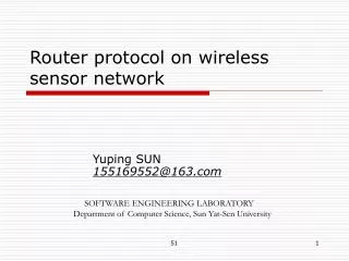 Router protocol on wireless sensor network