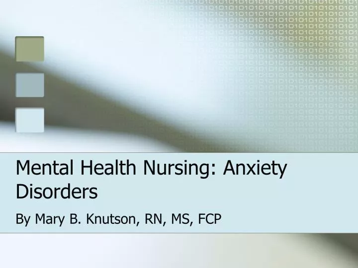 mental health nursing anxiety disorders