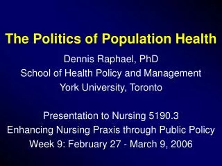 The Politics of Population Health