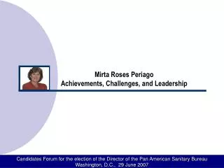 Mirta Roses Periago Achievements, Challenges, and Leadership