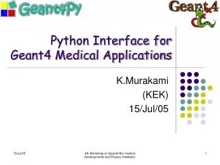 Python Interface for Geant4 Medical Applications