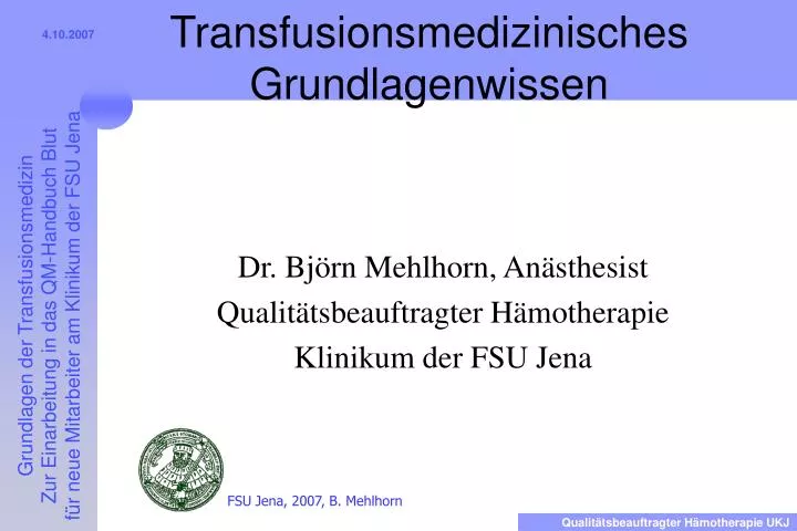 transfusionsmedizinisches grundlagenwissen