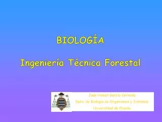 BIOLOGÍA Ingeniería Técnica Forestal