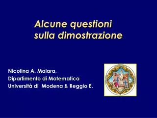 alcune questioni sulla dimostrazione