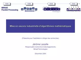 mise en oeuvre industrielle d algorithmes math matiques