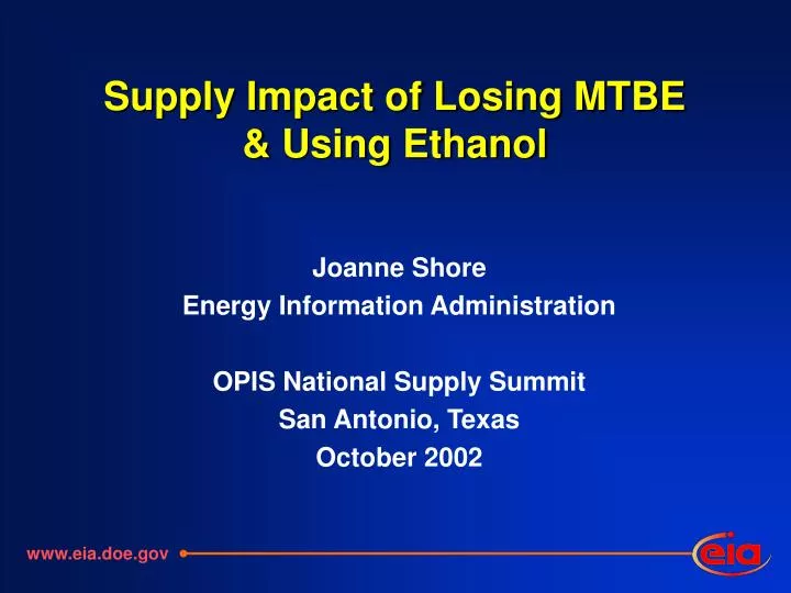 supply impact of losing mtbe using ethanol