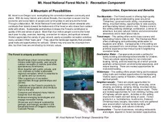 Mt. Hood National Forest Niche 3: Recreation Component