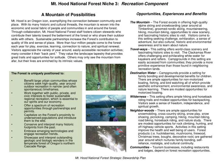 mt hood national forest niche 3 recreation component
