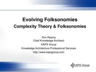 Evolving Folksonomies Complexity Theory &amp; Folksonomies