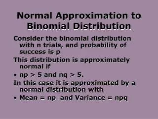 Normal Approximation to Binomial Distribution