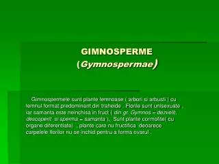 GIMNOSPERME ( Gymnospermae )
