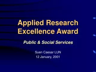 Applied Research Excellence Award