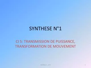 SYNTHESE N°1