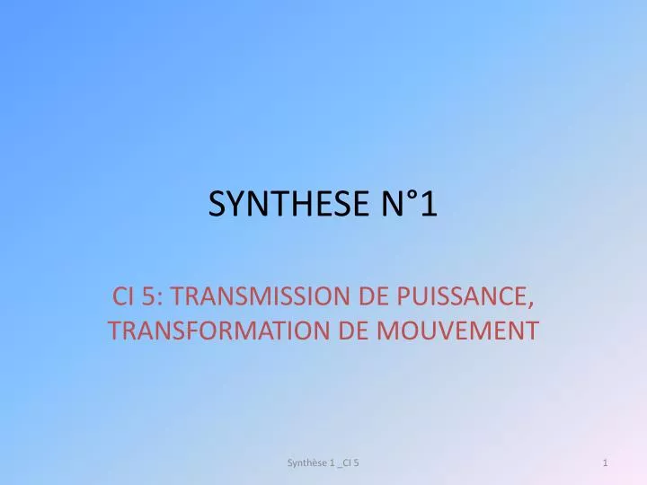 synthese n 1