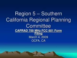 Region 5 – Southern California Regional Planning Committee