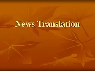 News Translation