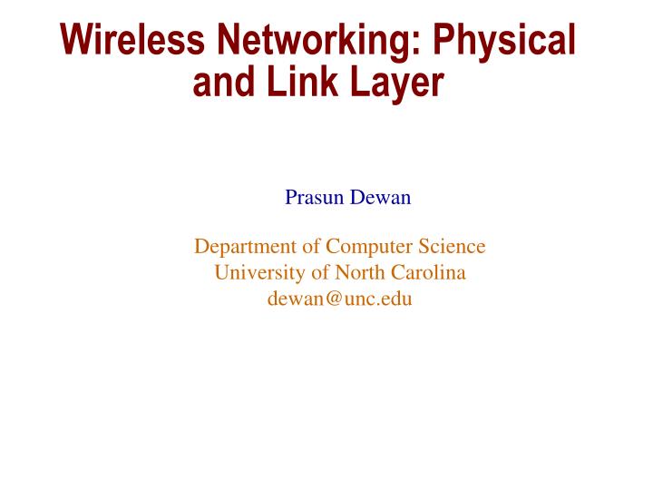wireless networking physical and link layer