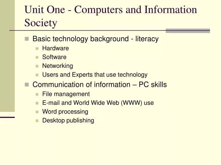 unit one computers and information society